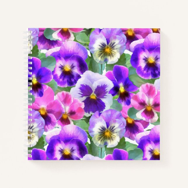 Carnet Violets colorés Pansy Flowers Motif (Devant)