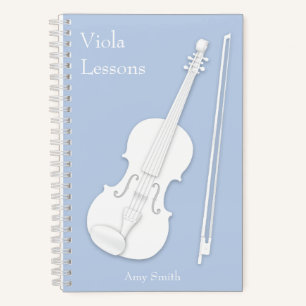 Carnet Violon blanc ou Viola Bleu clair Musique personnal