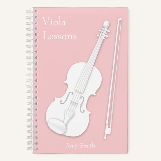 Carnet Violon blanc ou Viola Musique étudiant's Rose Pers (Recto)