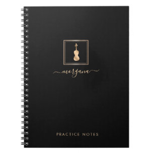 Carnet Violon doré écriture élégante Musicien
