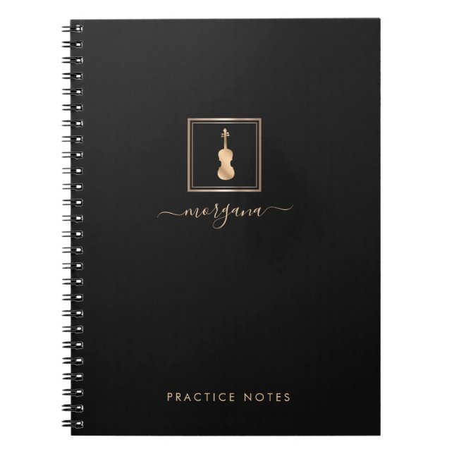 Carnet Violon doré écriture élégante Musicien (Devant)