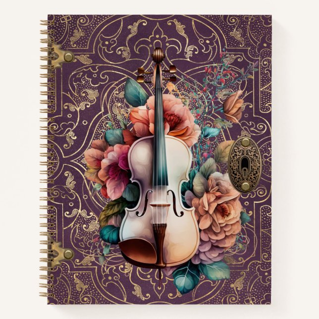 Carnet Violon Monogramme Violet Enchanté  (Devant)