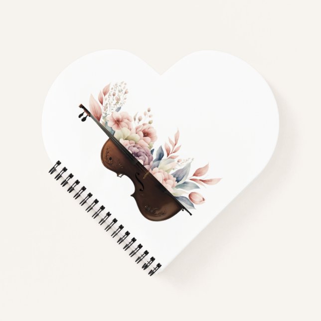 Carnet Violon parmi les fleurs. Bouquet de fleurs. (Devant)