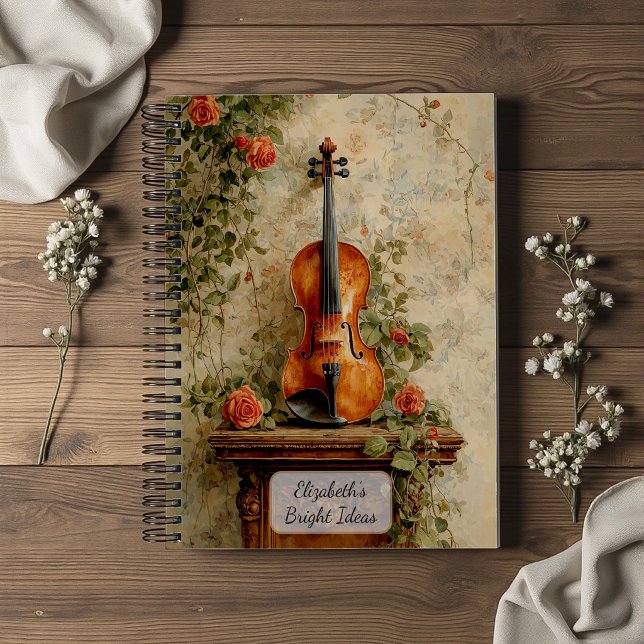 Carnet Violon Vintage avec Roses (Créateur téléchargé)