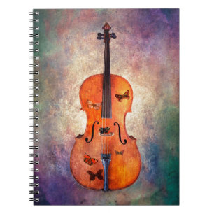 Carnet Violoncelle magique avec des papillons