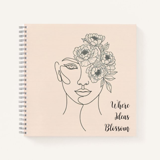 Carnet Visage avec fleurs en floraison (Devant)
