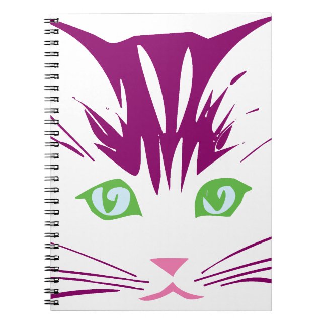 Carnet Visage de chat mignon Kawaii (Devant)