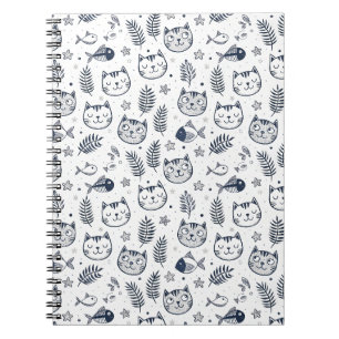 Carnet Visage de Chat Minimaliste & Art de Motif de Feuil