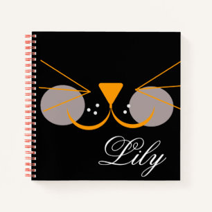 Carnet Visage de chat noir mignon drôle