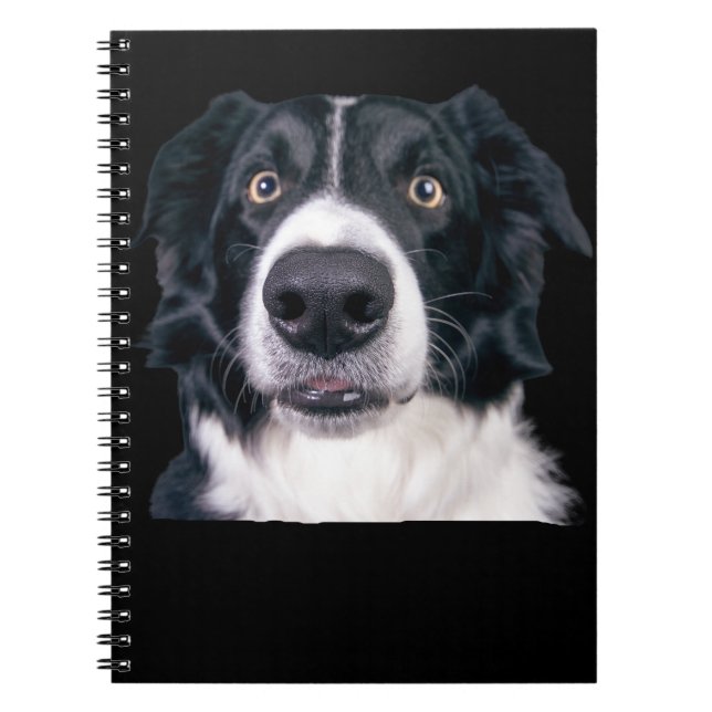 Carnet Visage de chien noir et blanc (Devant)
