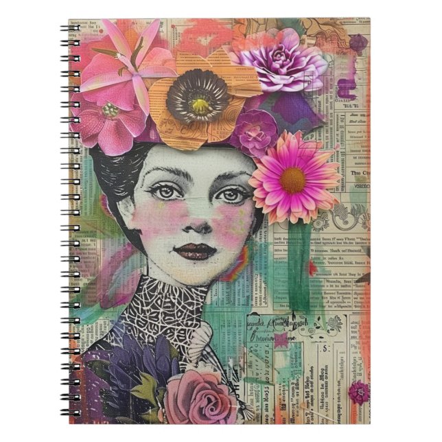 Carnet Visage de collage de scrapbook vintage (5) (Devant)
