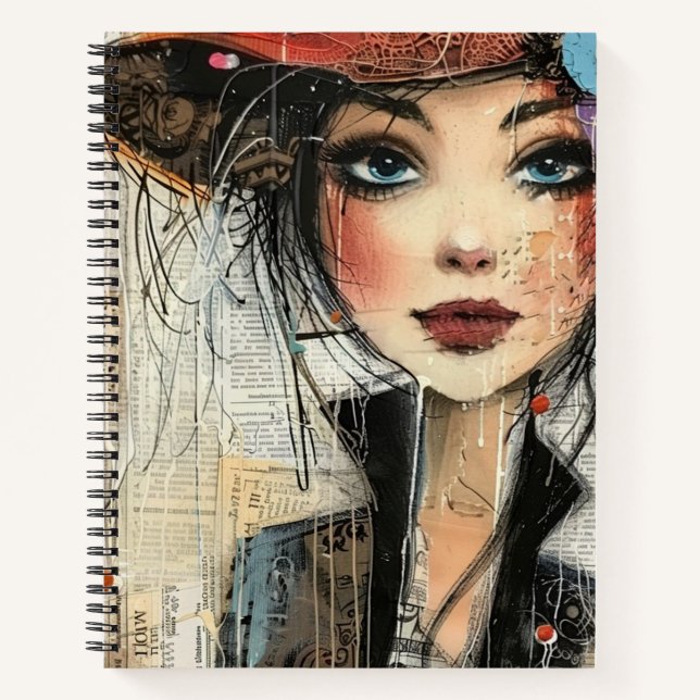 Carnet Visage de collage de scrapbook vintage (8) (Devant)