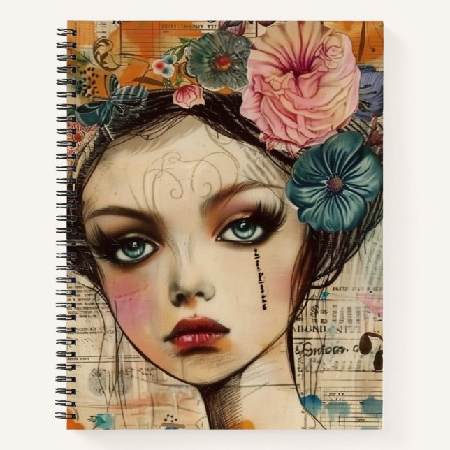 Carnet Visage de collage de scrapbook vintage (9) (Devant)