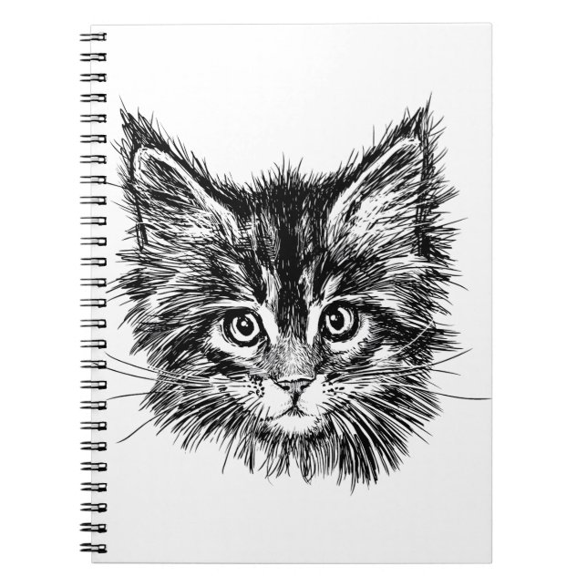 Carnet Visage de Kitten noir et blanc (Devant)