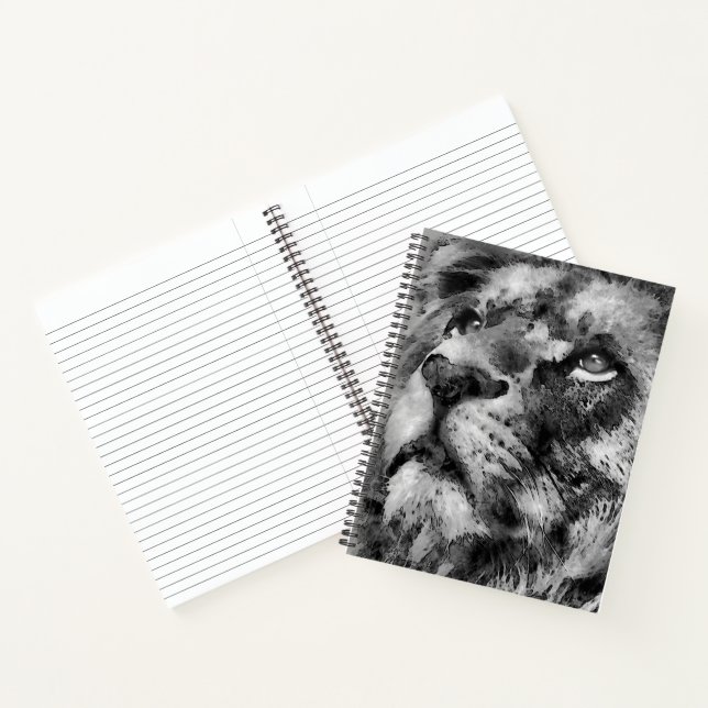 Carnet Visage de lion placide argenté (Intérieur)