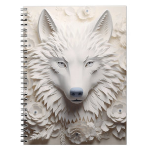 Carnet Visage de loup blanc 3D