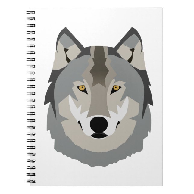 Carnet Visage de loup gris mignon et Cool, animal illustr (Devant)