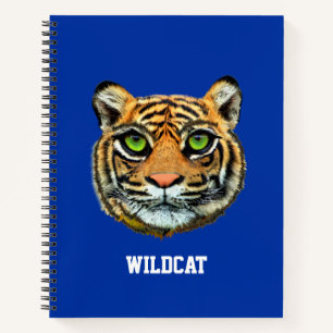 Carnet Visage de tigre sauvage sur fond bleu