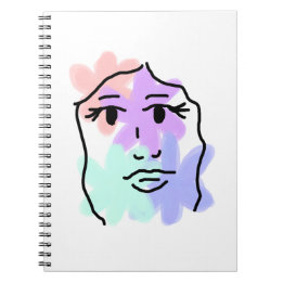 Carnet Visage et fleurs abstrait (couleurs pâles)