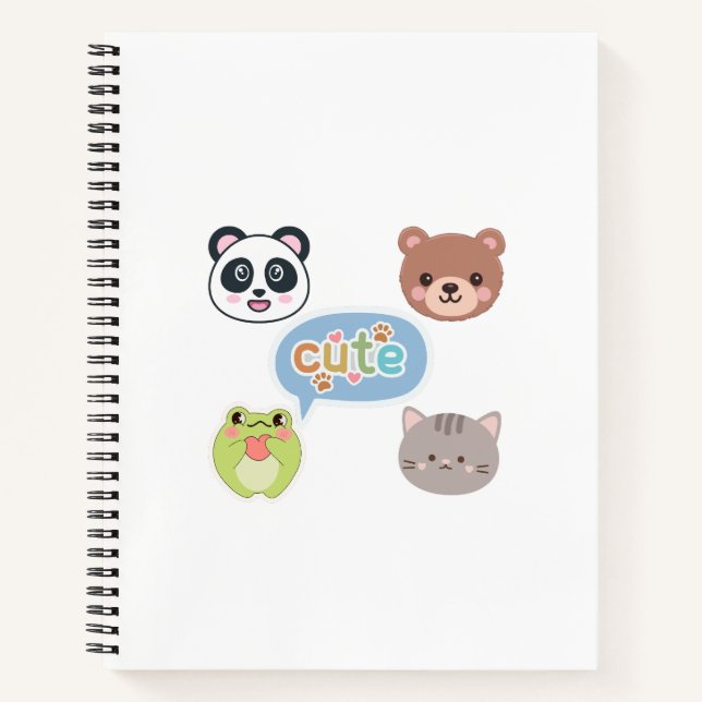 Carnet Visages d'animaux Kawaii mignons | Conception de d (Devant)