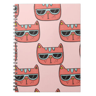 Carnet Visages de chat mignons, motif sans couture.