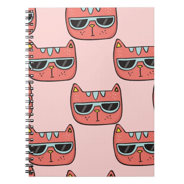 Carnet Visages de chat mignons, motif sans couture. (Devant)