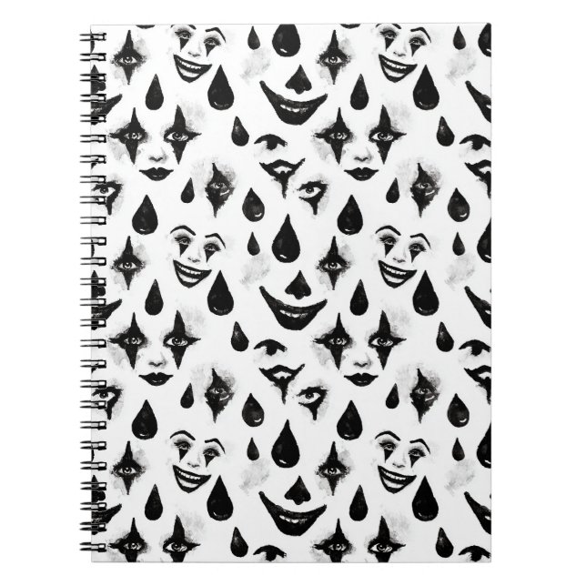 Carnet Visages de clown de cirque noir et blanc (Devant)