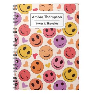 Carnet Visages souriants colorés heureux avec cœurs perso