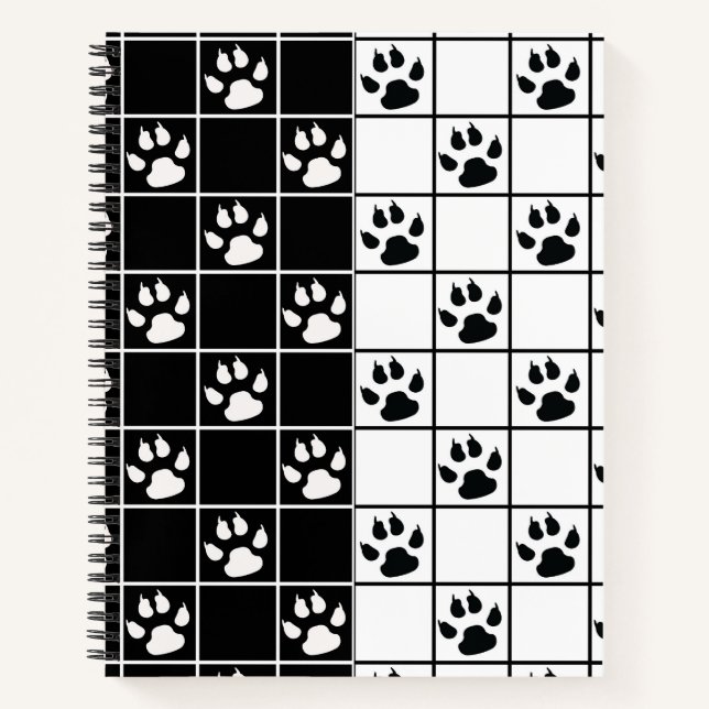 Carnet Vitre blanche noire Cute Paw Plaid (Devant)