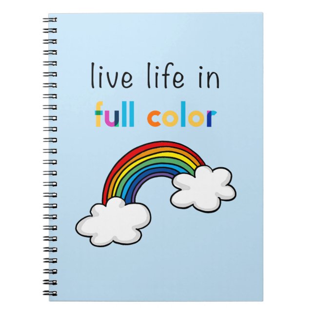 Carnet Vivez la vie en couleurs arc-en-ciel (Devant)