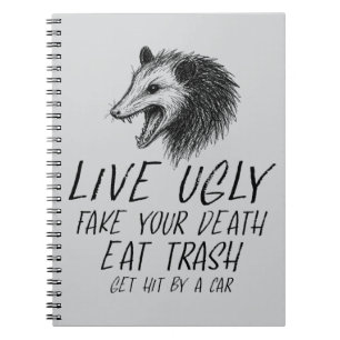 Carnet Vivez Vilain Fake Votre Mort Manger Trash Drôle Op
