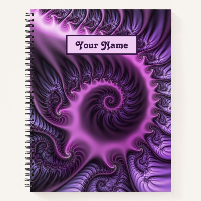 Carnet Vivid Abstrait rose violet Fractal Art Nom Spiral (Devant)