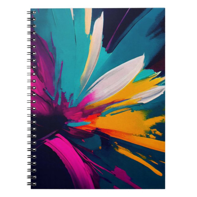 Carnet Vivid Bloom – Énergie florale abstraite explosive (Devant)