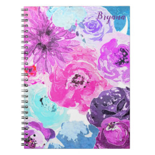 Carnet Vivid Violet Gras Fleurs Florales Rose Purple Chic