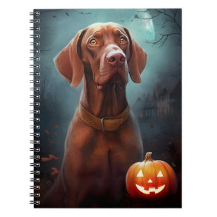 Carnet Vizsla d'Halloween avec la peur Citrouille