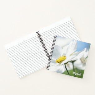 Carnet Vœux avec des marguerites blanches personnalisés