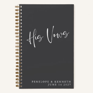 Carnet Vœux de mariage minimalistes personnalisés noir po