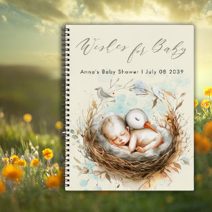 Carnet Voeux Pour Bébé Cute Stork Bébé Douche Guest Book