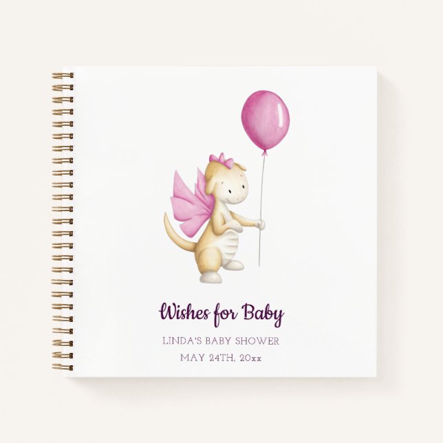 Carnet Voeux roses de Bourgogne pour Baby shower Dragon b (Devant)