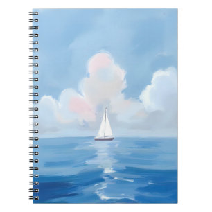 Carnet Voile dans le bleu   Peinture d'océan de voilier c