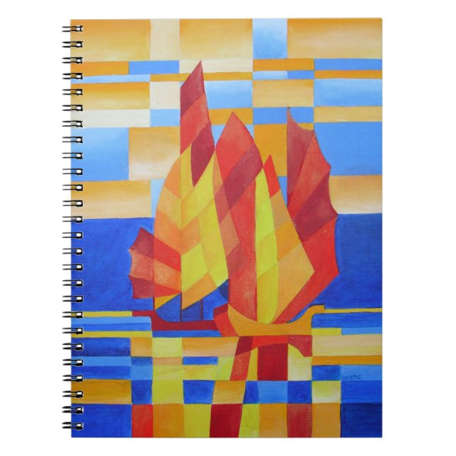 Carnet Voile sur les Sept Mers So Blue Cubist Abstrait (Devant)