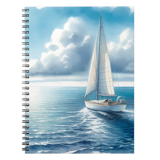 Carnet Voilier Solitaire à l'Horizon Bleu (Devant)
