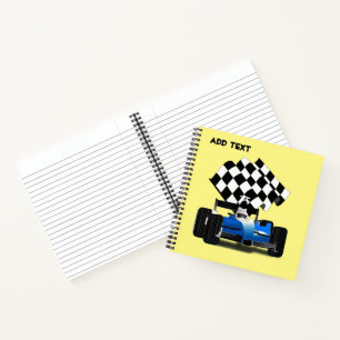 Carnet Voiture de course bleue avec drapeau à damier