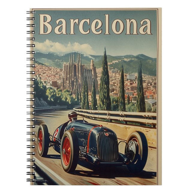 Carnet Voiture de course vintage à Barcelone (Devant)