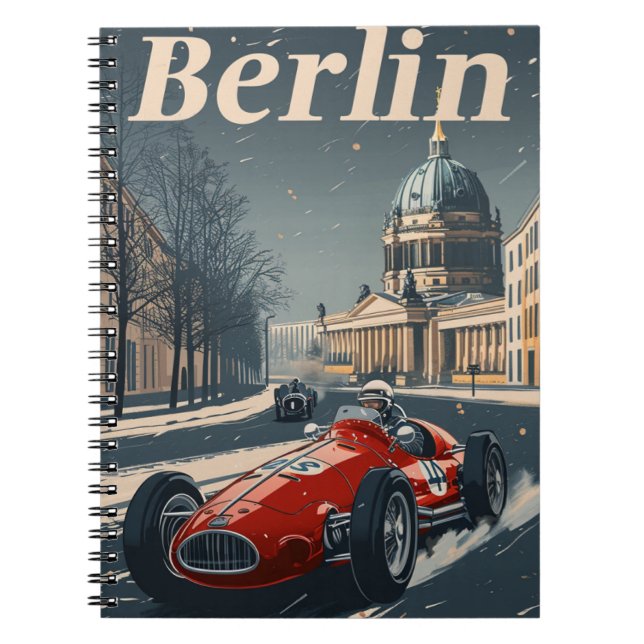 Carnet Voiture de course vintage à Berlin enneigée (Devant)