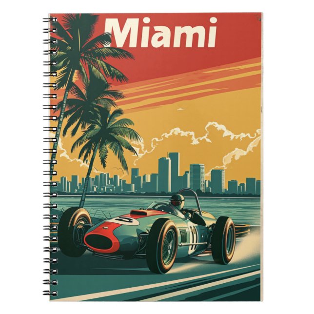 Carnet Voiture de course vintage à Miami (Devant)