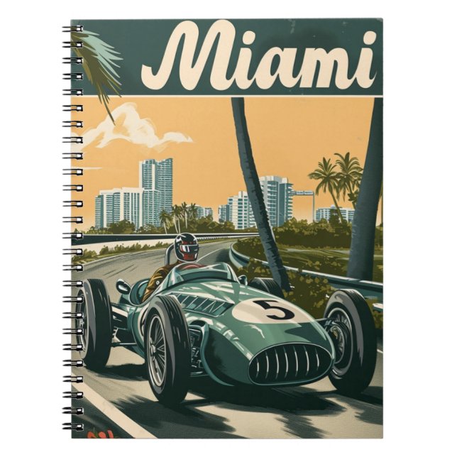 Carnet Voiture de course vintage à Miami (Devant)