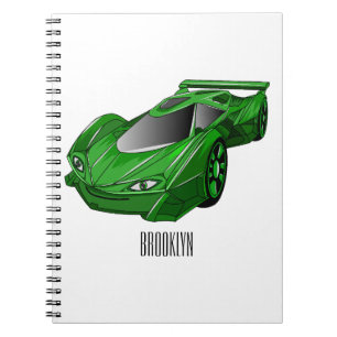 Carnet Voiture de sport verte avec illustration airfos