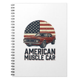 Carnet Voiture Musclée Américaine Chemise Design Drapeau