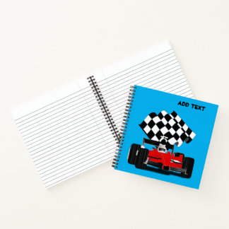 Carnet Voiture Red Race avec drapeau À damiers